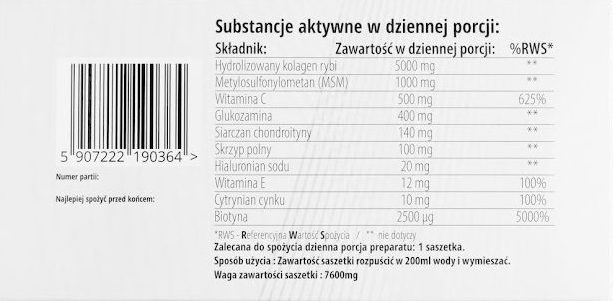 Kolagen Pro naturalny, rybi. Stawy, włosy i paznokcie (30 saszetek, pomarańczowy). - obrazek 3