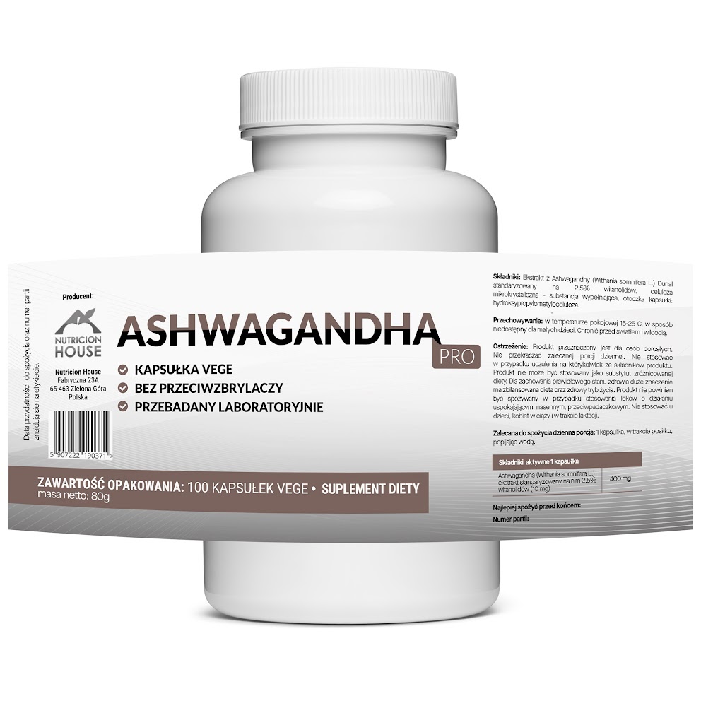 ASHWAGANDHA największa MEGA KAPSUŁKA 10mg witanolidów 100 vegekaps - obrazek 2