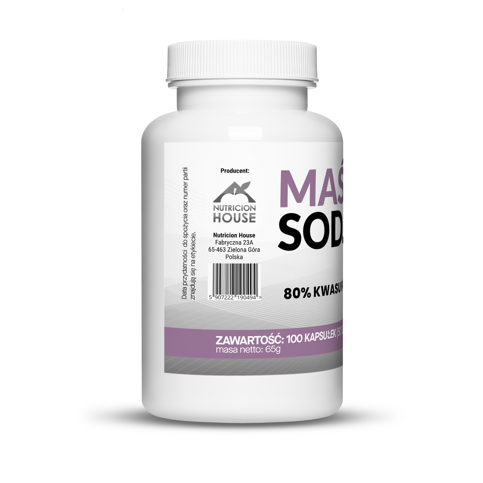 Maślan Sodu 80% 1000mg Kwas Masłowy 800mg 100 Vegekapsułek Megaporcja - obrazek 3