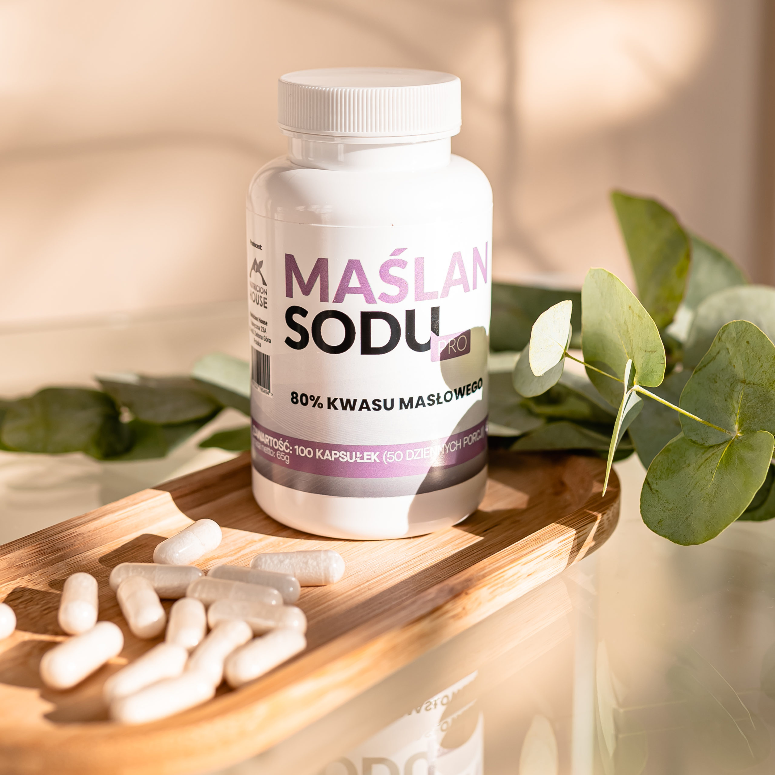 Maślan Sodu 80% 1000mg Kwas Masłowy 800mg 100 Vegekapsułek Megaporcja