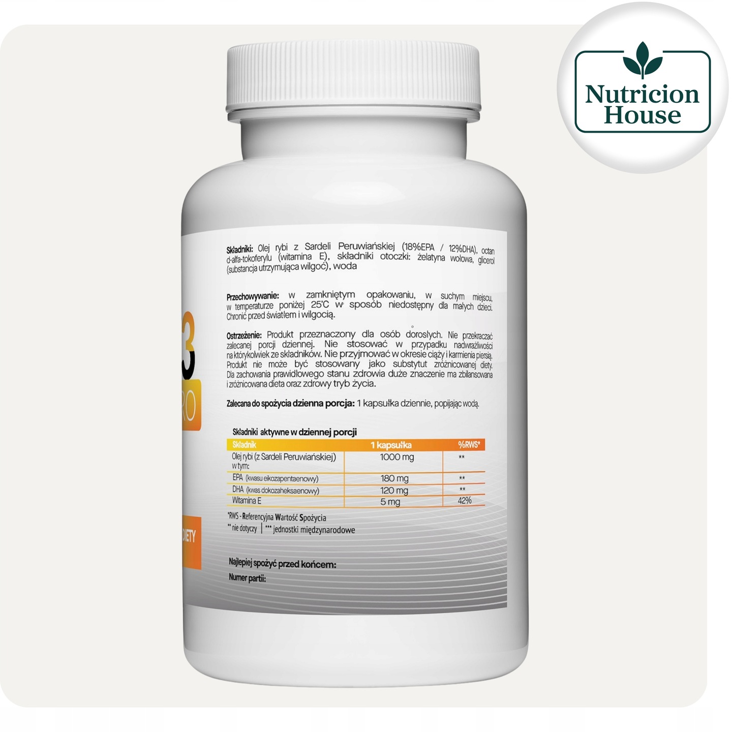 Omega 3 100 kaps Kwasy Tłuszczowe EPA DHA Olej Rybi 1000 mg - obrazek 3