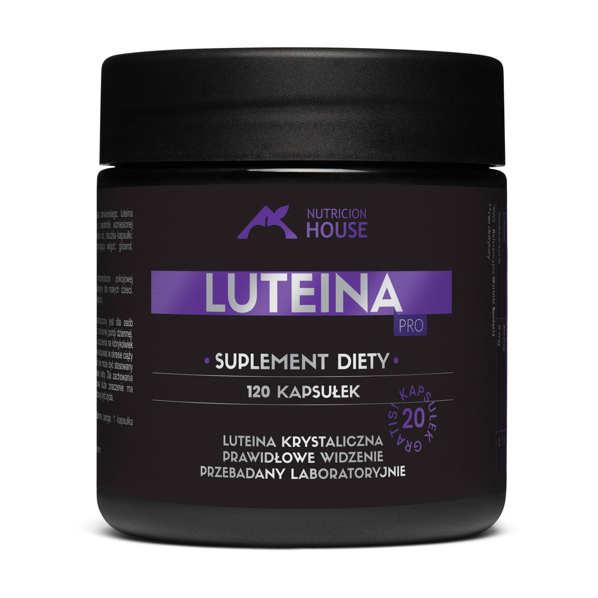 LUTEINA Pro 40mg olej z krokosza barwierskiego, ZEAKSANTYNA z aksamitki wzniesionej - 120 kapsułek